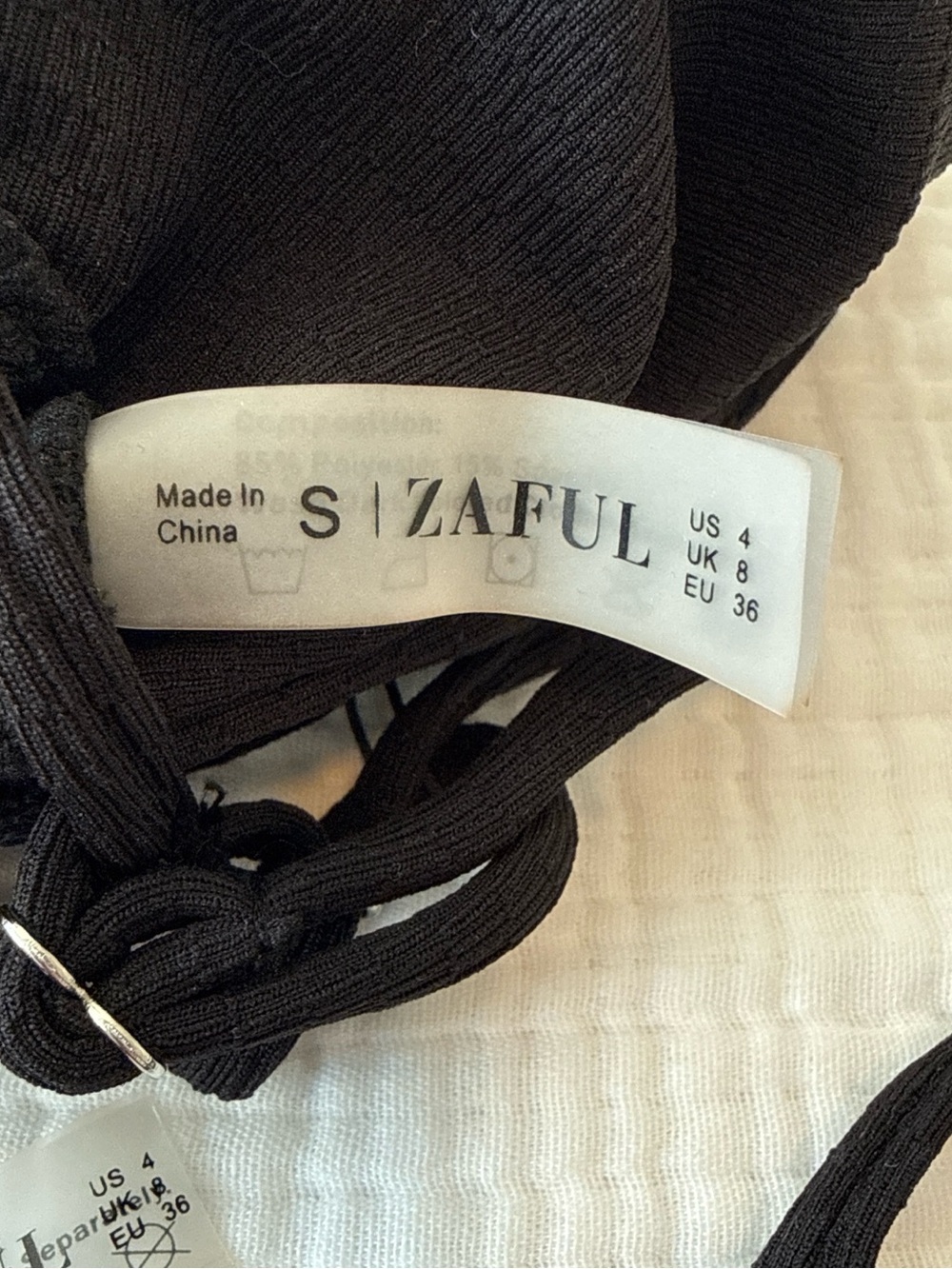 Zaful Black Ribbed Triangle Bikini Set - Picture 3 of 3